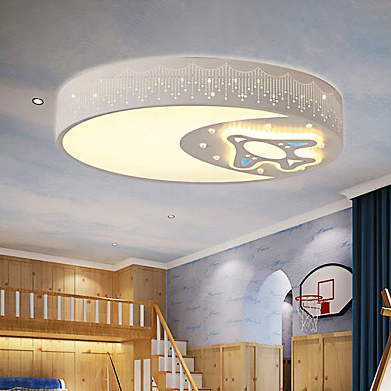 White Moon Flush Mount Light with Rocket Modern Stylish Metal Ceiling Lamp for Game Room Clearhalo 'Ceiling Lights' 'Close To Ceiling Lights' 'Close to ceiling' 'Flush mount' Lighting' 253106