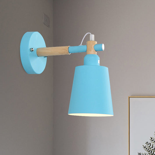 Candy Colored Bucket Sconce Light Angle Adjustable 1 Light Macaron Metal Sconce Lamp for Shop Clearhalo 'Cast Iron' 'Glass' 'Industrial' 'Modern wall lights' 'Modern' 'Tiffany' 'Traditional wall lights' 'Wall Lamps & Sconces' 'Wall Lights' Lighting' 253164
