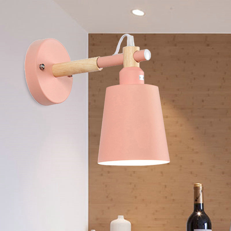 Candy Colored Bucket Sconce Light Angle Adjustable 1 Light Macaron Metal Sconce Lamp for Shop Clearhalo 'Cast Iron' 'Glass' 'Industrial' 'Modern wall lights' 'Modern' 'Tiffany' 'Traditional wall lights' 'Wall Lamps & Sconces' 'Wall Lights' Lighting' 253166