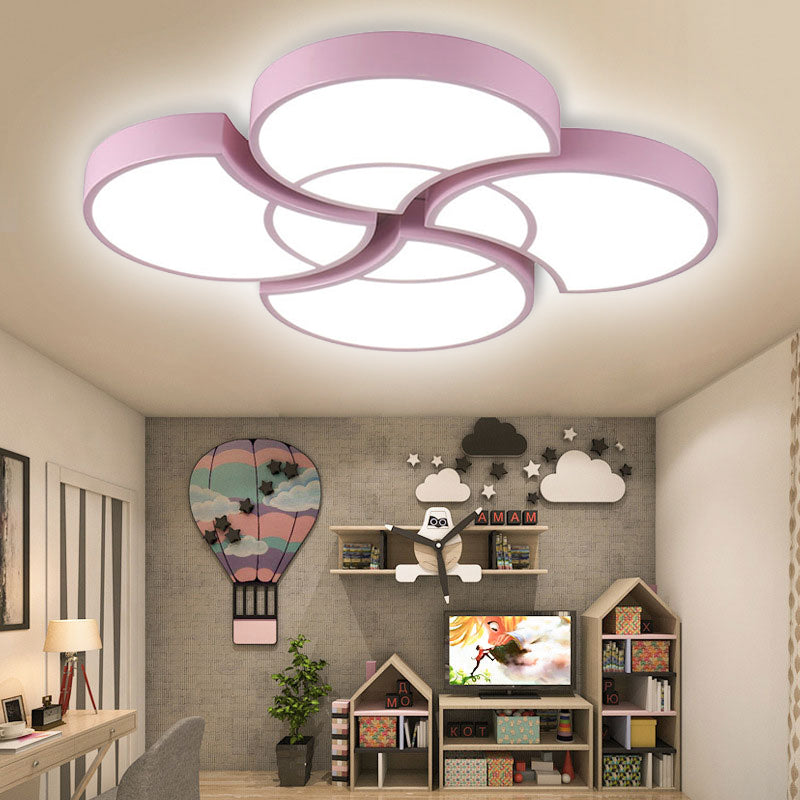 Kids Floral Flush Ceiling Light Metal and Acrylic Ceiling Lamp for Kindergarten Corridor Pink Clearhalo 'Ceiling Lights' 'Close To Ceiling Lights' 'Close to ceiling' 'Flush mount' Lighting' 253175