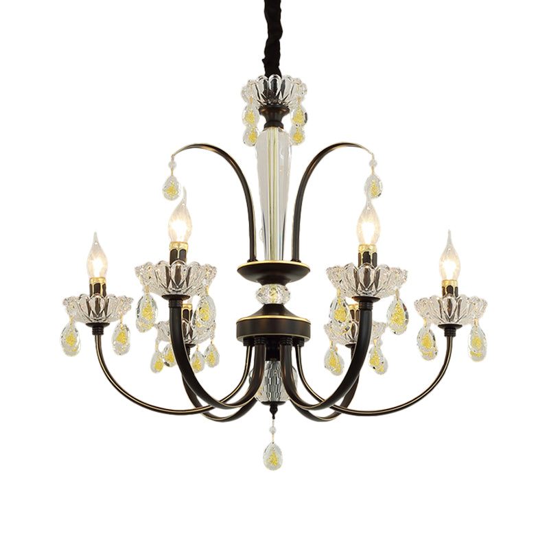 Black Candle Ceiling Light Traditional Metal 6/8/10 Lights Living Room Hanging Light Fixture Clearhalo 'Ceiling Lights' 'Chandeliers' Lighting' options 253184