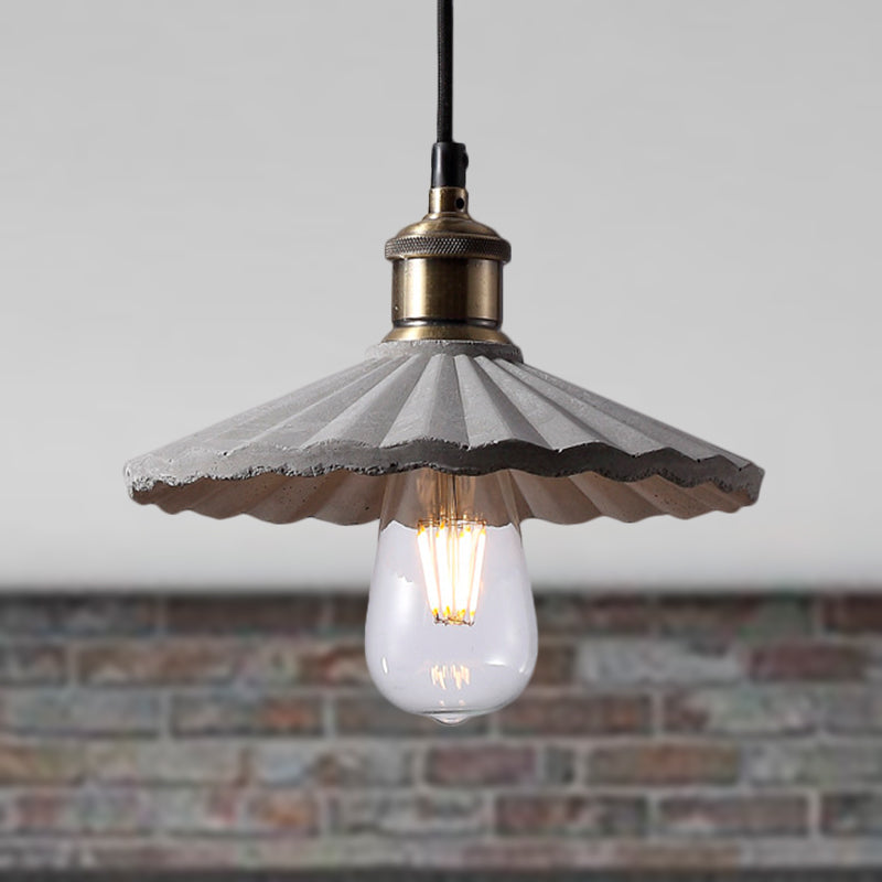 Gray Scalloped Hanging Light Fixture Industrial Cement 1 Light Kitchen Suspension Light Grey Clearhalo 'Ceiling Lights' 'Modern Pendants' 'Modern' 'Pendant Lights' 'Pendants' Lighting' 253207