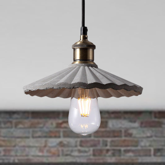 Gray Scalloped Hanging Light Fixture Industrial Cement 1 Light Kitchen Suspension Light Grey Clearhalo 'Ceiling Lights' 'Modern Pendants' 'Modern' 'Pendant Lights' 'Pendants' Lighting' 253207