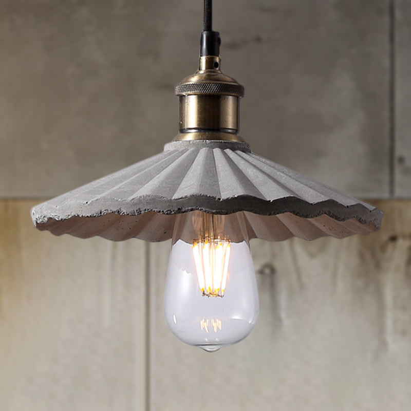 Gray Scalloped Hanging Light Fixture Industrial Cement 1 Light Kitchen Suspension Light Clearhalo 'Ceiling Lights' 'Modern Pendants' 'Modern' 'Pendant Lights' 'Pendants' Lighting' 253208