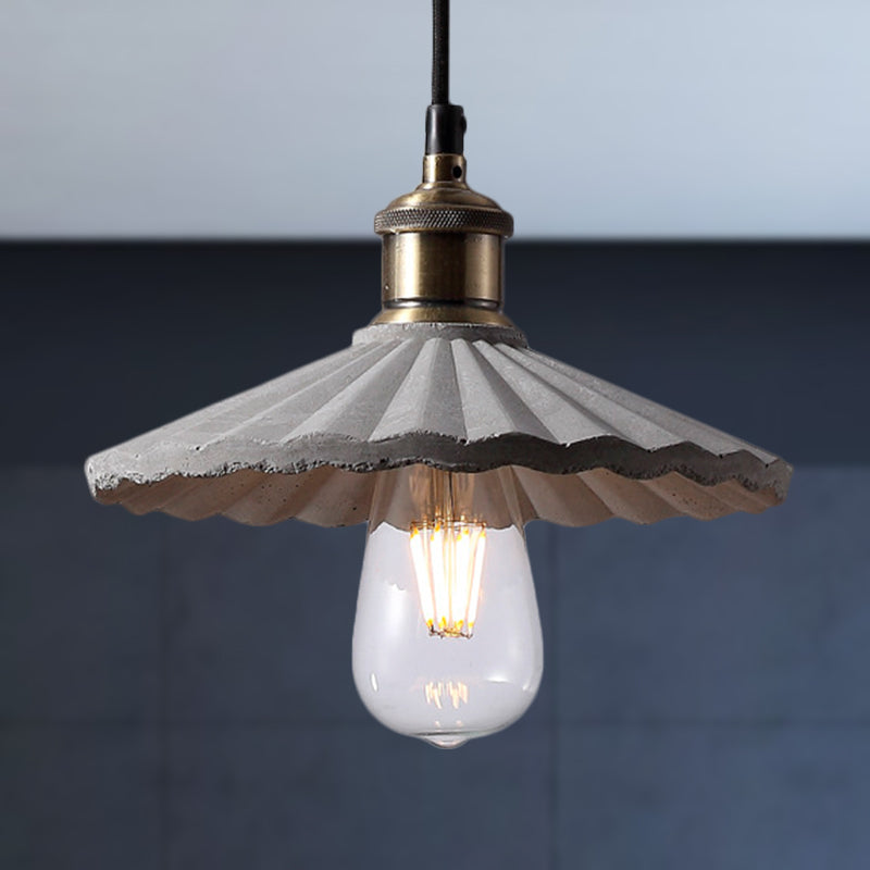 Gray Scalloped Hanging Light Fixture Industrial Cement 1 Light Kitchen Suspension Light Clearhalo 'Ceiling Lights' 'Modern Pendants' 'Modern' 'Pendant Lights' 'Pendants' Lighting' 253209