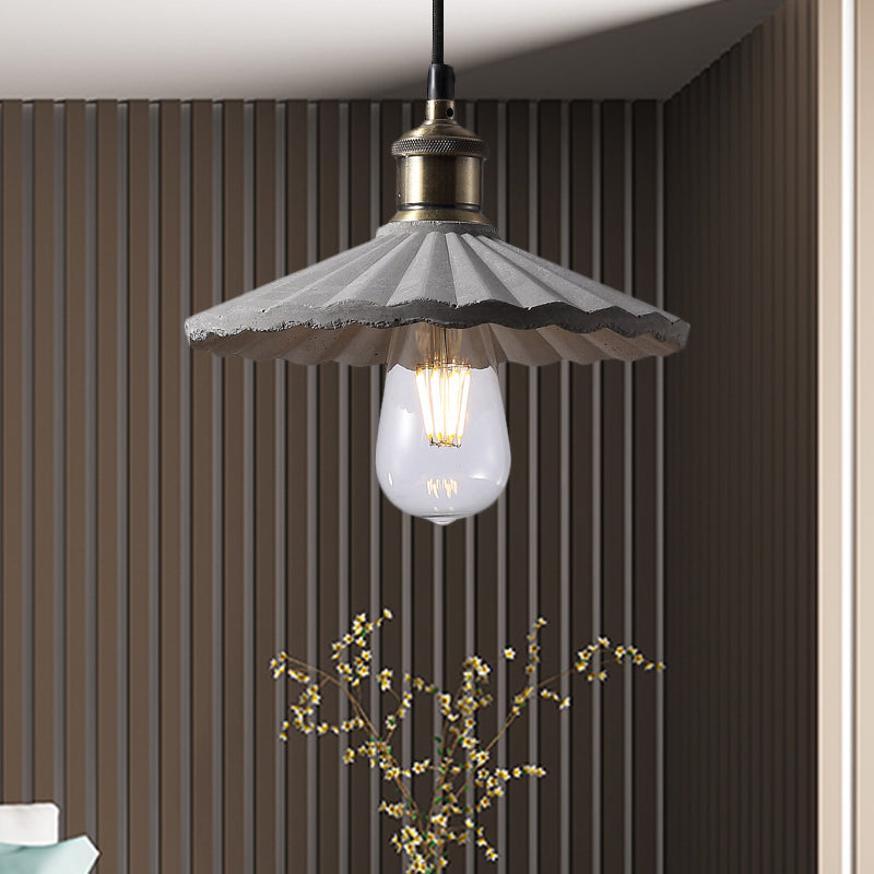 Gray Scalloped Hanging Light Fixture Industrial Cement 1 Light Kitchen Suspension Light Clearhalo 'Ceiling Lights' 'Modern Pendants' 'Modern' 'Pendant Lights' 'Pendants' Lighting' 253211