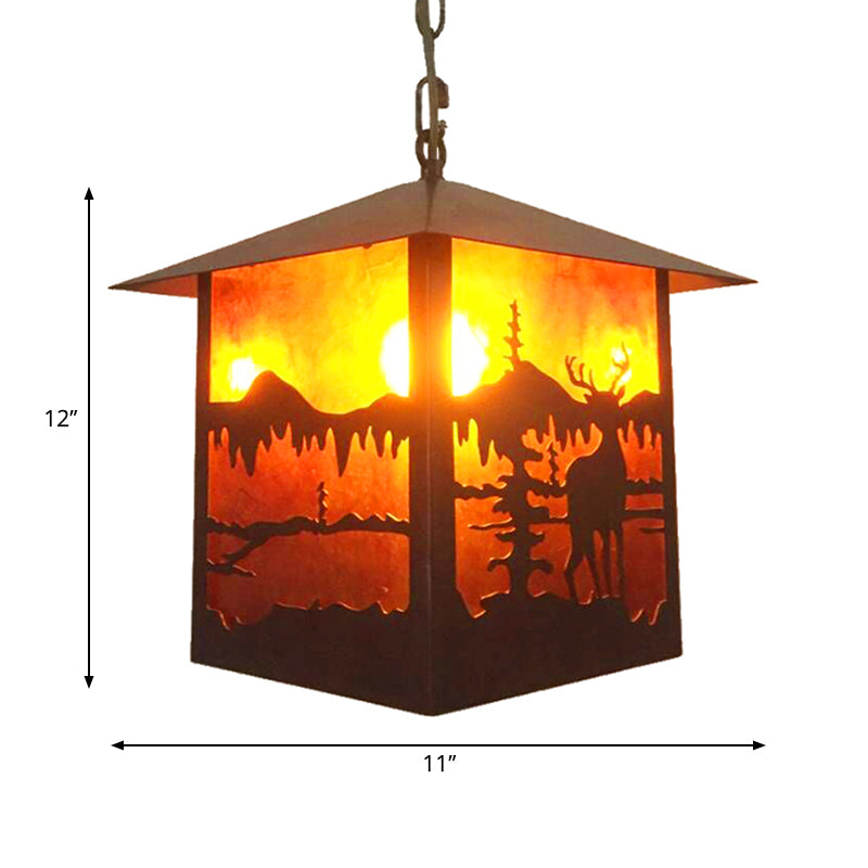 Elk Restaurant Hanging Light Kit Country Style Metal 1 Light Rust Pendant Lighting Clearhalo 'Ceiling Lights' 'Pendant Lights' 'Pendants' Lighting' 253226