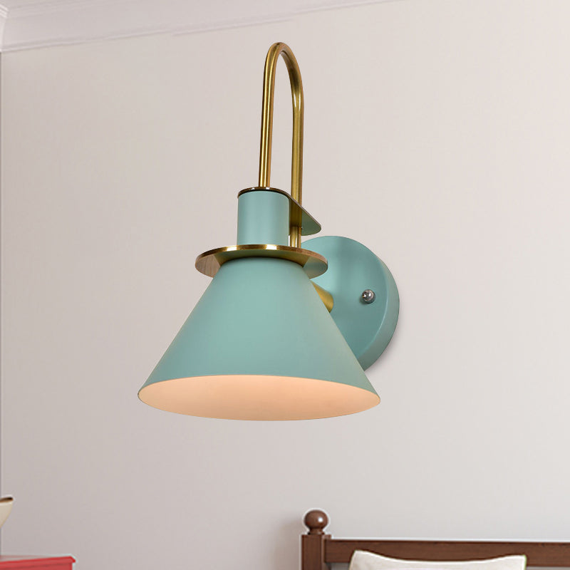 Nordic Pyramid Shade Wall Light Metallic One Light Sconce Light for Study Room Bedroom Clearhalo 'Cast Iron' 'Glass' 'Industrial' 'Modern wall lights' 'Modern' 'Tiffany' 'Traditional wall lights' 'Wall Lamps & Sconces' 'Wall Lights' Lighting' 253234