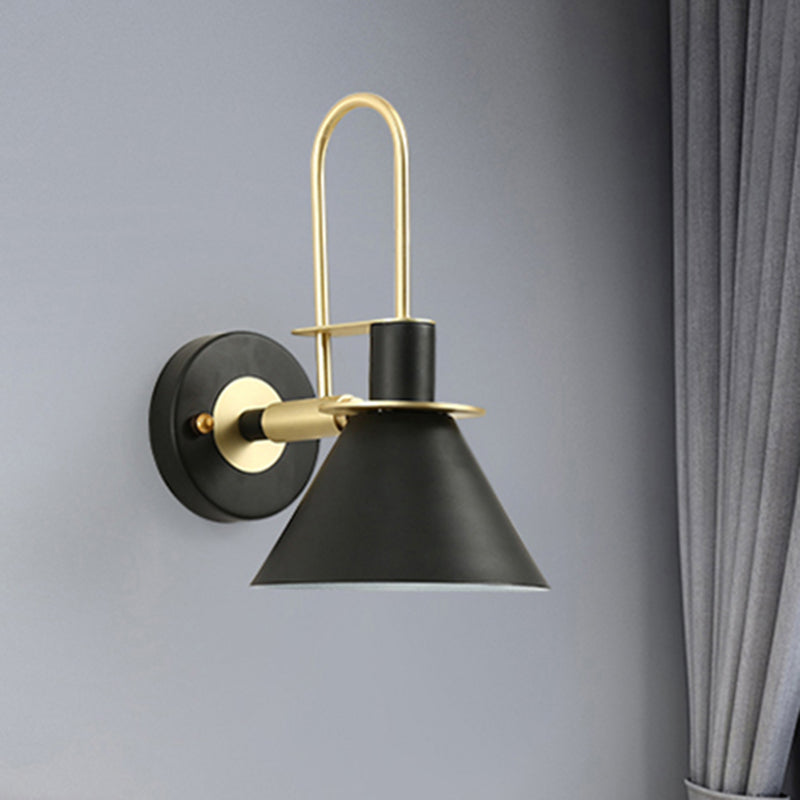 Nordic Pyramid Shade Wall Light Metallic One Light Sconce Light for Study Room Bedroom Clearhalo 'Cast Iron' 'Glass' 'Industrial' 'Modern wall lights' 'Modern' 'Tiffany' 'Traditional wall lights' 'Wall Lamps & Sconces' 'Wall Lights' Lighting' 253236