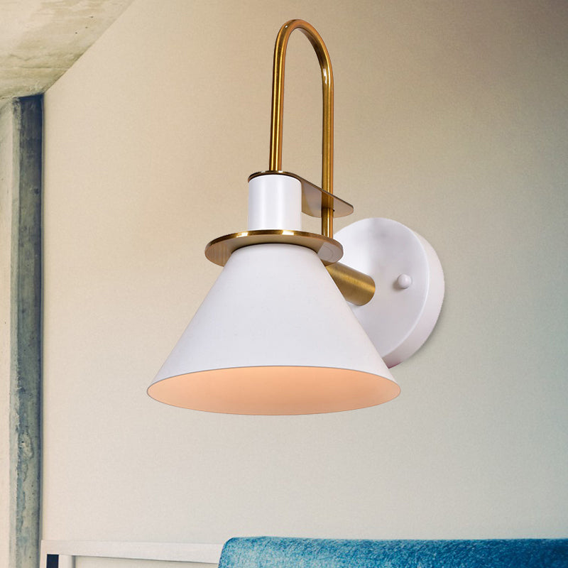 Nordic Pyramid Shade Wall Light Metallic One Light Sconce Light for Study Room Bedroom Clearhalo 'Cast Iron' 'Glass' 'Industrial' 'Modern wall lights' 'Modern' 'Tiffany' 'Traditional wall lights' 'Wall Lamps & Sconces' 'Wall Lights' Lighting' 253238