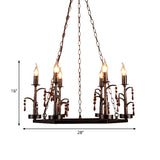 Metal Rust Pendant Lamp Geometric 6 Lights Vintage Chandelier Light Fixture for Dining Room Clearhalo 'Ceiling Lights' 'Chandeliers' Lighting' options 253248