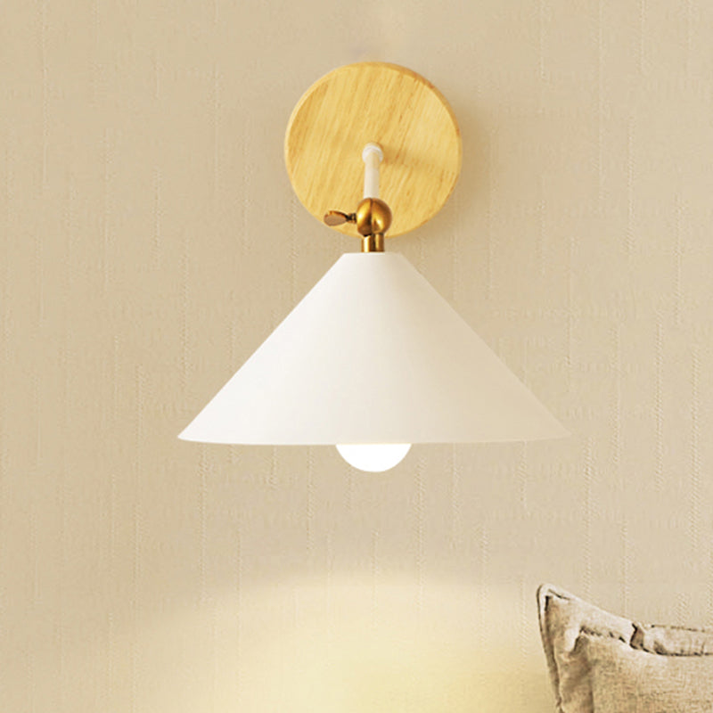 Rotatable White Pyramid Wall Lighting 1 Head Nordic Modern Metallic Sconce Light for Bedroom White Clearhalo 'Cast Iron' 'Glass' 'Industrial' 'Modern wall lights' 'Modern' 'Tiffany' 'Traditional wall lights' 'Wall Lamps & Sconces' 'Wall Lights' Lighting' 253249