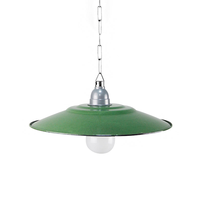 Green Saucer Shade Ceiling Fixture Industrial Enamel 1 Light Farmhouse Pendant Light, 11"/12" Diameter Green Clearhalo 'Art Deco Pendants' 'Cast Iron' 'Ceiling Lights' 'Ceramic' 'Crystal' 'Industrial Pendants' 'Industrial' 'Metal' 'Middle Century Pendants' 'Pendant Lights' 'Pendants' 'Tiffany' Lighting' 253267