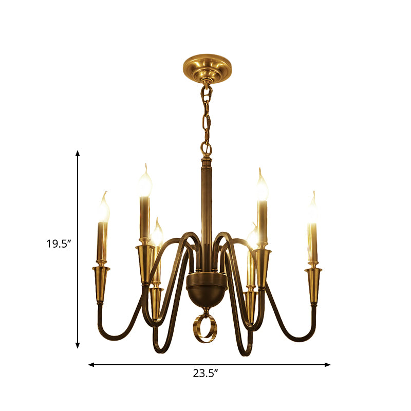 Brass Candle Ceiling Pendant Light Traditional Metal 6/8 Lights Living Room Chandelier Light Fixture Clearhalo 'Ceiling Lights' 'Chandeliers' Lighting' options 253305