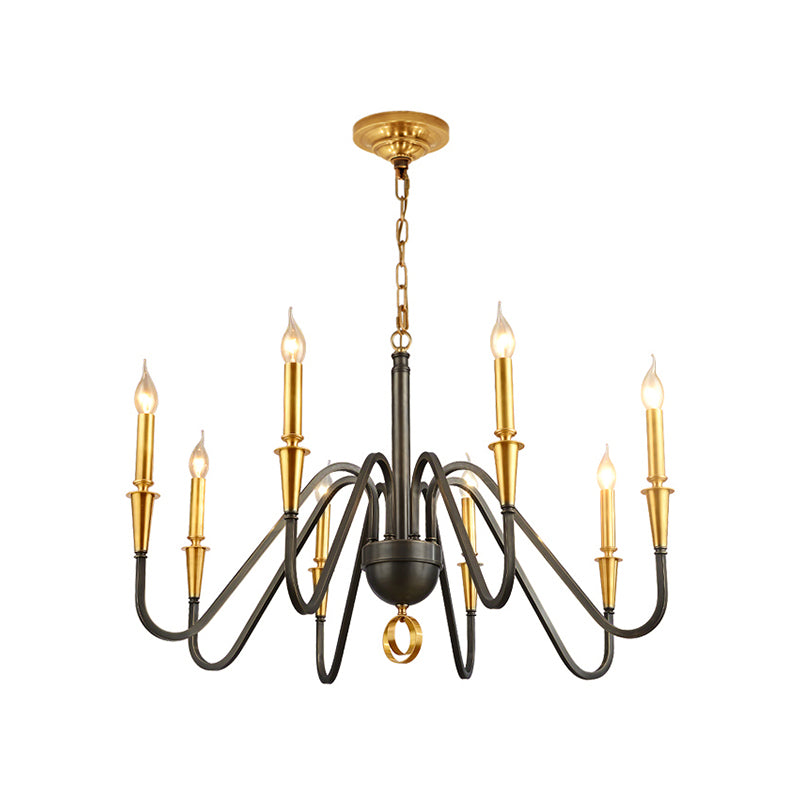 Brass Candle Ceiling Pendant Light Traditional Metal 6/8 Lights Living Room Chandelier Light Fixture Clearhalo 'Ceiling Lights' 'Chandeliers' Lighting' options 253308