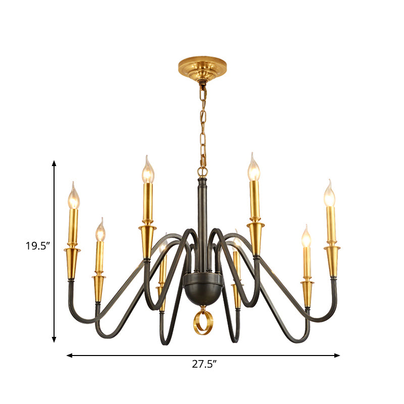 Brass Candle Ceiling Pendant Light Traditional Metal 6/8 Lights Living Room Chandelier Light Fixture Clearhalo 'Ceiling Lights' 'Chandeliers' Lighting' options 253309