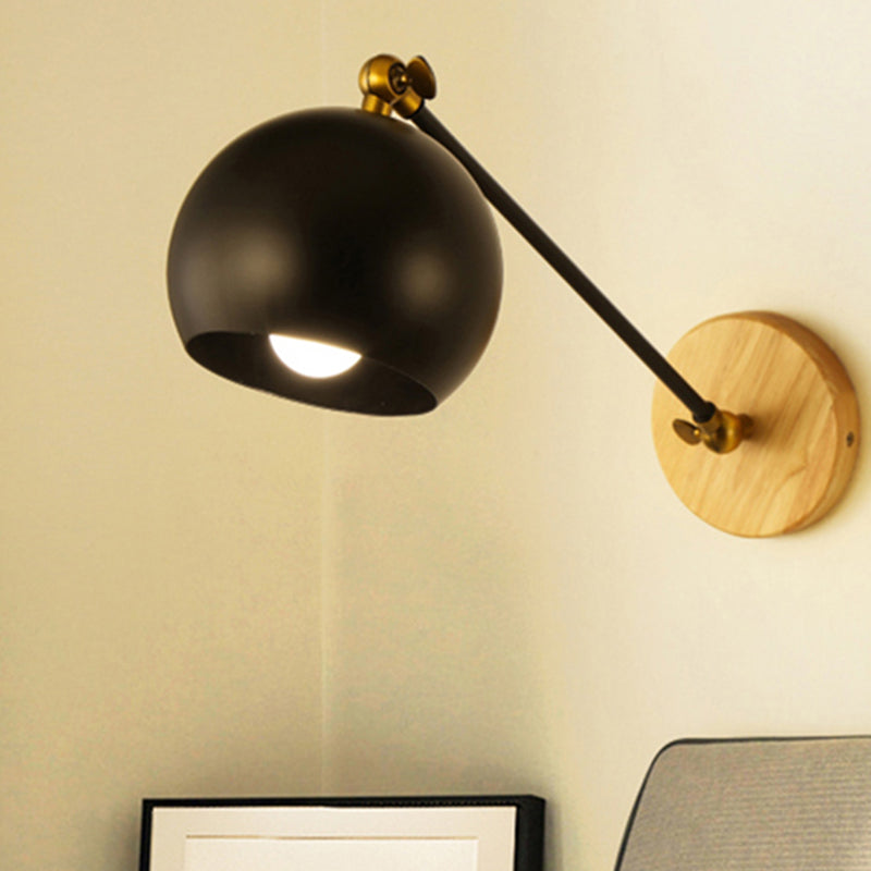 Nordic Spherical Shade Wall Light Angle Adjustable 1 Bulb Metallic Wall Lamp for Boutique Black Clearhalo 'Cast Iron' 'Glass' 'Industrial' 'Modern wall lights' 'Modern' 'Tiffany' 'Traditional wall lights' 'Wall Lamps & Sconces' 'Wall Lights' Lighting' 253407