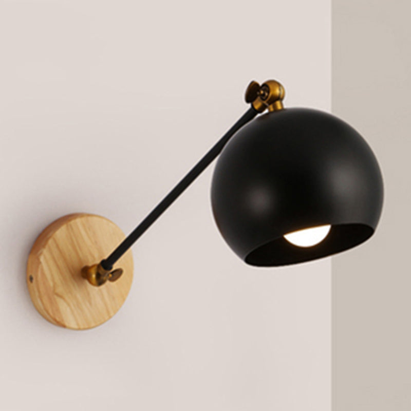Nordic Spherical Shade Wall Light Angle Adjustable 1 Bulb Metallic Wall Lamp for Boutique Clearhalo 'Cast Iron' 'Glass' 'Industrial' 'Modern wall lights' 'Modern' 'Tiffany' 'Traditional wall lights' 'Wall Lamps & Sconces' 'Wall Lights' Lighting' 253408