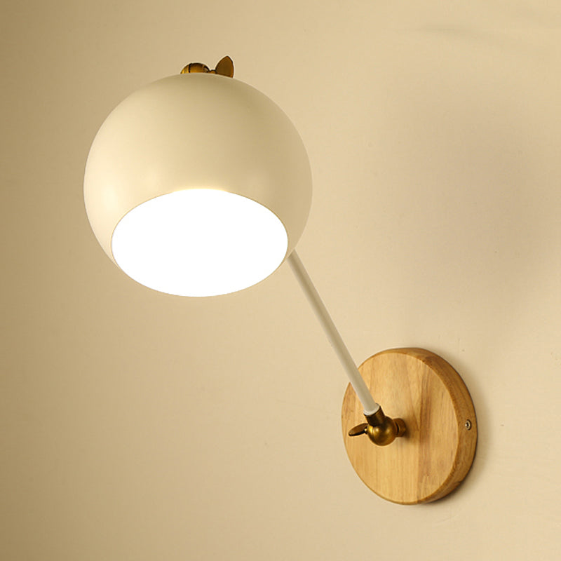 Nordic Spherical Shade Wall Light Angle Adjustable 1 Bulb Metallic Wall Lamp for Boutique White Clearhalo 'Cast Iron' 'Glass' 'Industrial' 'Modern wall lights' 'Modern' 'Tiffany' 'Traditional wall lights' 'Wall Lamps & Sconces' 'Wall Lights' Lighting' 253409