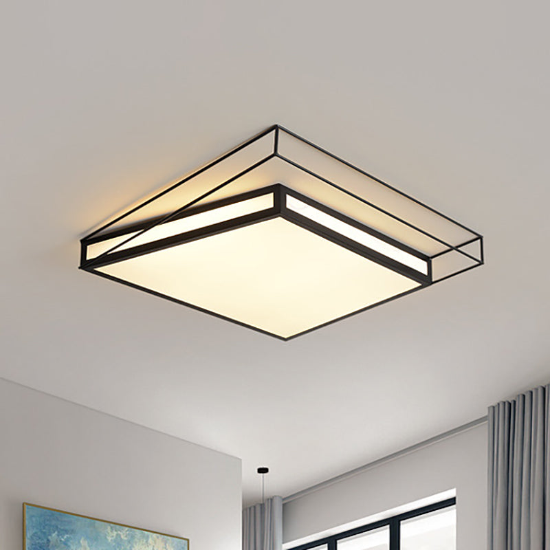 Black/Grey Hexagon/Square Flush Light Modern Acrylic Led Ceiling Flushmount in Third Gear Black Square Clearhalo 'Ceiling Lights' 'Close To Ceiling Lights' 'Close to ceiling' 'Flush mount' Lighting' 253417