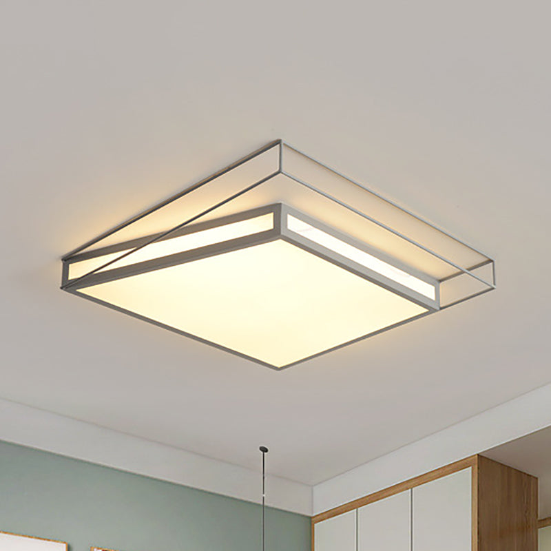 Black/Grey Hexagon/Square Flush Light Modern Acrylic Led Ceiling Flushmount in Third Gear Grey Square Clearhalo 'Ceiling Lights' 'Close To Ceiling Lights' 'Close to ceiling' 'Flush mount' Lighting' 253419