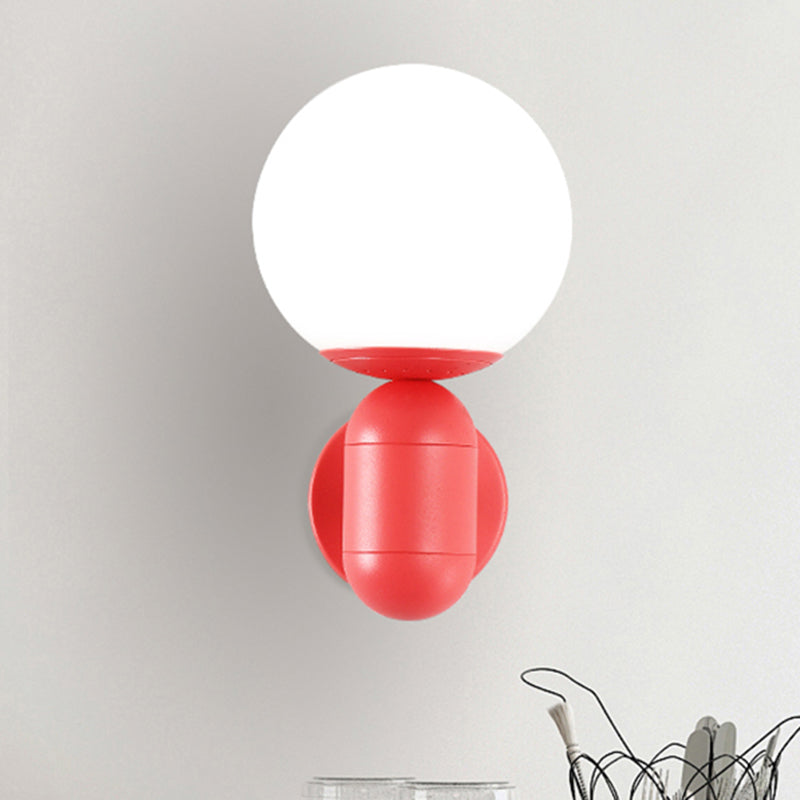 1 Light Orb Shade Wall Light with Capsule Macaron Loft Metallic Wall Lamp for Balcony Kitchen Pink Clearhalo 'Cast Iron' 'Glass' 'Industrial' 'Modern wall lights' 'Modern' 'Tiffany' 'Traditional wall lights' 'Wall Lamps & Sconces' 'Wall Lights' Lighting' 253451