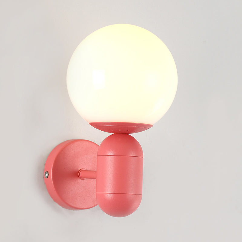 1 Light Orb Shade Wall Light with Capsule Macaron Loft Metallic Wall Lamp for Balcony Kitchen Clearhalo 'Cast Iron' 'Glass' 'Industrial' 'Modern wall lights' 'Modern' 'Tiffany' 'Traditional wall lights' 'Wall Lamps & Sconces' 'Wall Lights' Lighting' 253452