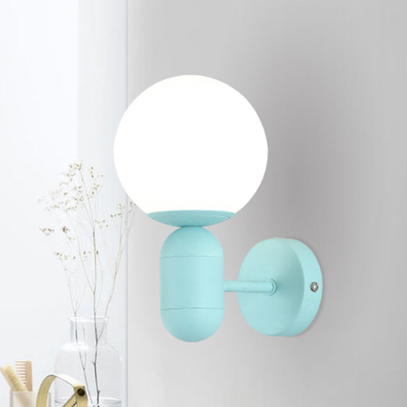 1 Light Orb Shade Wall Light with Capsule Macaron Loft Metallic Wall Lamp for Balcony Kitchen Clearhalo 'Cast Iron' 'Glass' 'Industrial' 'Modern wall lights' 'Modern' 'Tiffany' 'Traditional wall lights' 'Wall Lamps & Sconces' 'Wall Lights' Lighting' 253454