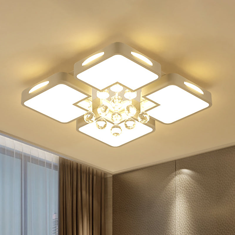 16"/19.5"/23.5" W White Square Ceiling Flushmount Contemporary Led Flush Ceiling Light in Warm/White Light White Warm Clearhalo 'Ceiling Lights' 'Close To Ceiling Lights' 'Close to ceiling' 'Flush mount' Lighting' 253490