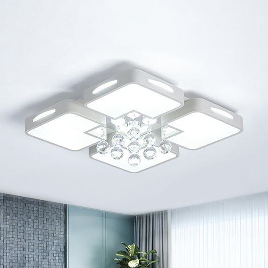 16"/19.5"/23.5" W White Square Ceiling Flushmount Contemporary Led Flush Ceiling Light in Warm/White Light White White Clearhalo 'Ceiling Lights' 'Close To Ceiling Lights' 'Close to ceiling' 'Flush mount' Lighting' 253491