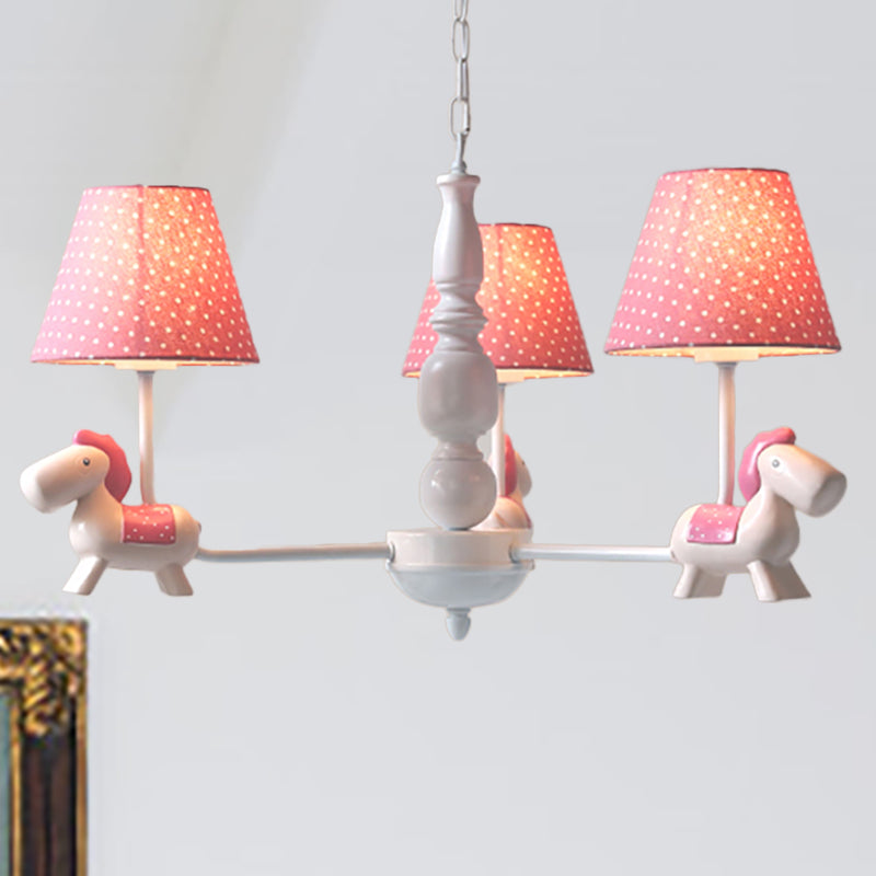 Kids Lovely Pony Chandelier Metal Hanging Light with Dot Shade for Kindergarten Clearhalo 'Ceiling Lights' 'Chandeliers' Lighting' options 253500