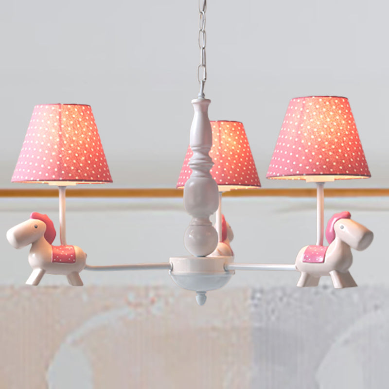 Kids Lovely Pony Chandelier Metal Hanging Light with Dot Shade for Kindergarten Clearhalo 'Ceiling Lights' 'Chandeliers' Lighting' options 253501