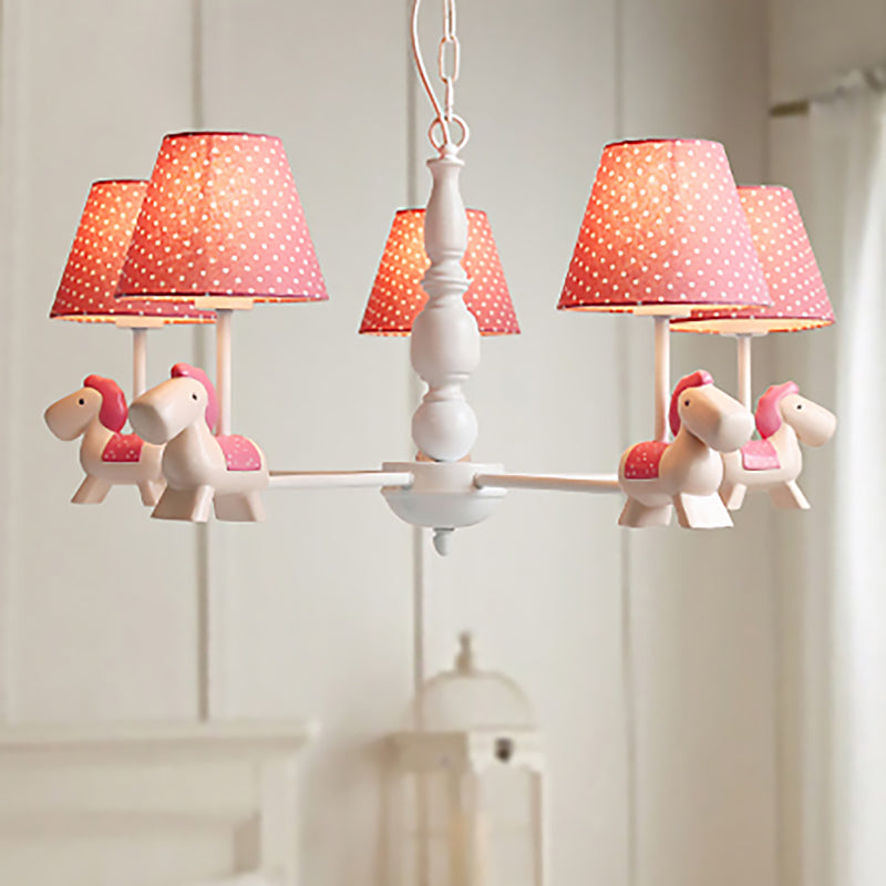 Kids Lovely Pony Chandelier Metal Hanging Light with Dot Shade for Kindergarten Clearhalo 'Ceiling Lights' 'Chandeliers' Lighting' options 253504
