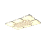 Acrylic Rectangle Flush Mount Ceiling Light Modern White Led Indoor Lighting with Crystal Ball, 23.5"/35.5" W Clearhalo 'Ceiling Lights' 'Close To Ceiling Lights' 'Close to ceiling' 'Flush mount' Lighting' 253545