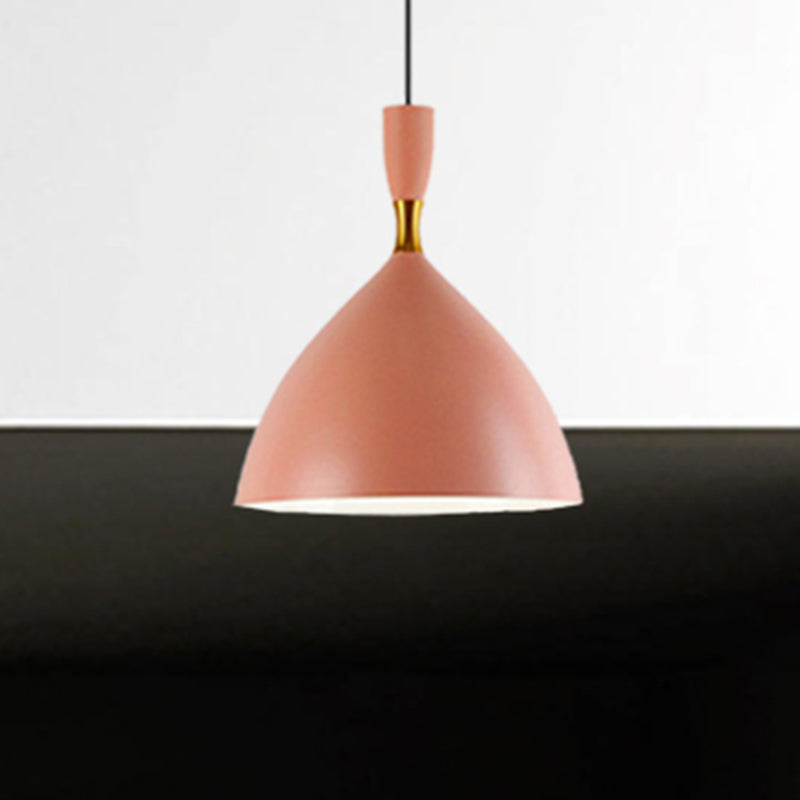 Restaurant Cloth Shop Funnel Pendant Lighting Aluminum 1 Head Macaron Loft Suspension Light Pink Clearhalo 'Ceiling Lights' 'Modern Pendants' 'Modern' 'Pendant Lights' 'Pendants' Lighting' 253703