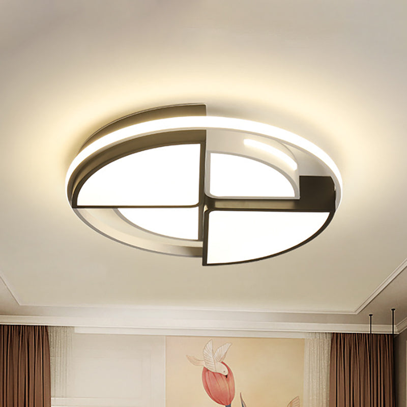 16"/19.5" W Fan Shape Led Flush Ceiling Light Modern Simple Close to Ceiling Light with Metal and Acrylic Shade Black-White Clearhalo 'Ceiling Lights' 'Close To Ceiling Lights' 'Close to ceiling' 'Flush mount' Lighting' 253732