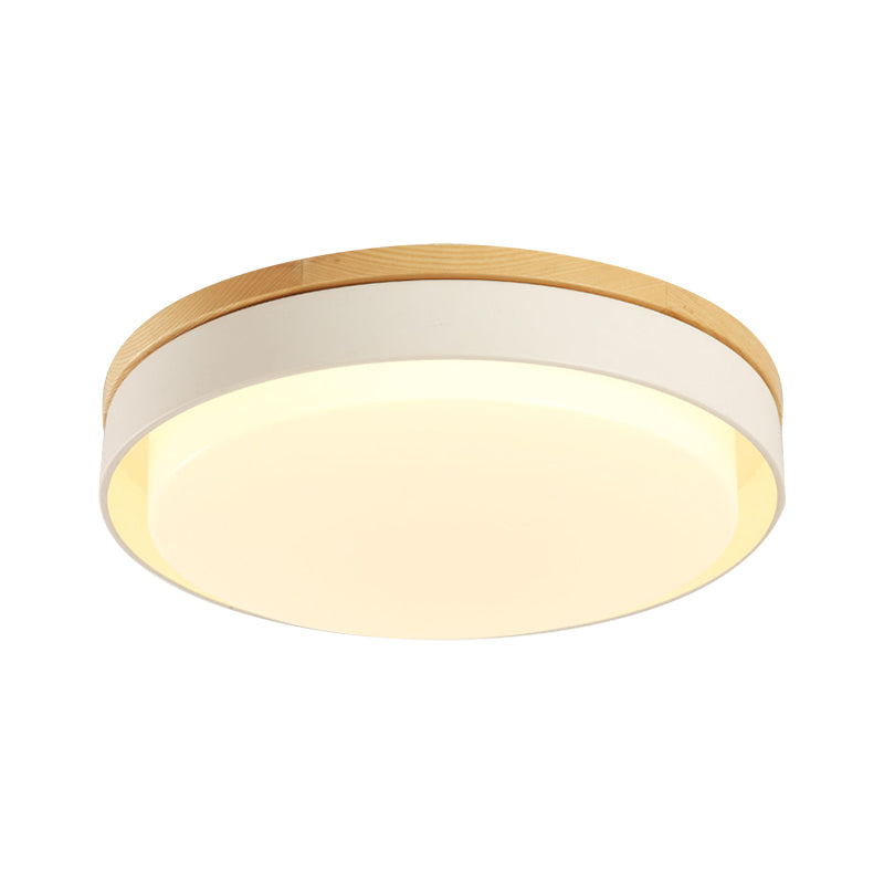 Blue/White/Yellow Round Flush Lighting Nordic Macaron Metal Led Ceiling Flushmount with Acrylic Shade, 12"/18.5" W White Warm Clearhalo 'Ceiling Lights' 'Close To Ceiling Lights' 'Close to ceiling' 'Flush mount' Lighting' 253800