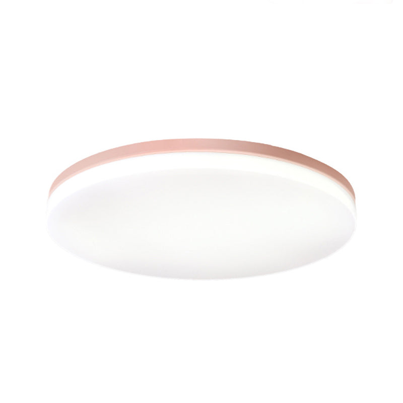 10"/15"/19" W Circular Flush Ceiling Lamp Macaron Metal Indoor Flush Lighting in Green/Pink/White/Yellow Clearhalo 'Ceiling Lights' 'Close To Ceiling Lights' 'Close to ceiling' 'Flush mount' Lighting' 253816