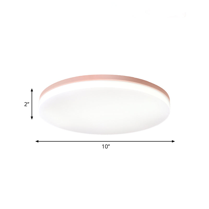 10"/15"/19" W Circular Flush Ceiling Lamp Macaron Metal Indoor Flush Lighting in Green/Pink/White/Yellow Clearhalo 'Ceiling Lights' 'Close To Ceiling Lights' 'Close to ceiling' 'Flush mount' Lighting' 253817