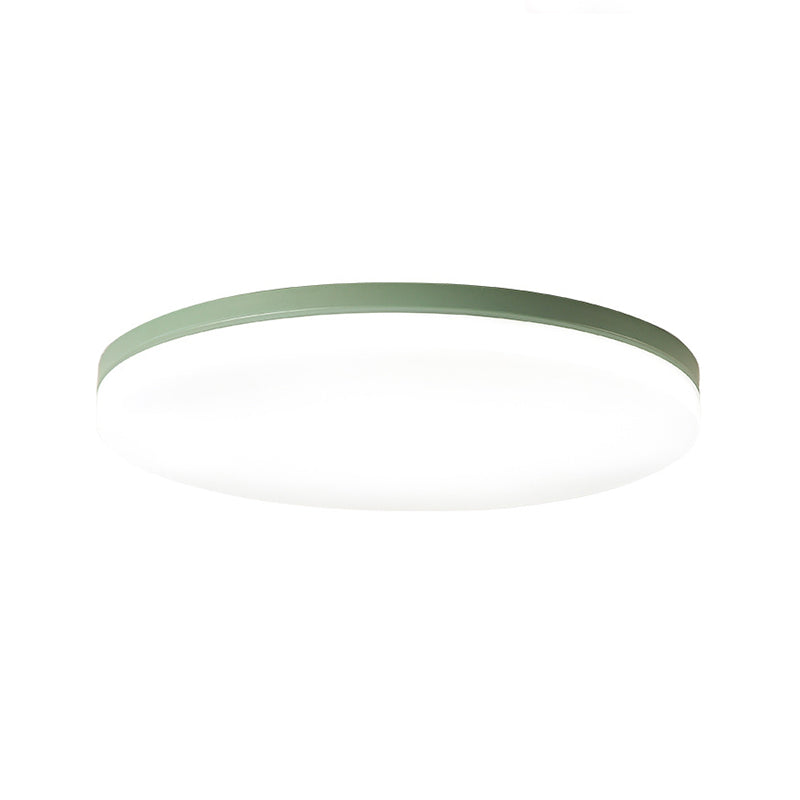 10"/15"/19" W Circular Flush Ceiling Lamp Macaron Metal Indoor Flush Lighting in Green/Pink/White/Yellow Clearhalo 'Ceiling Lights' 'Close To Ceiling Lights' 'Close to ceiling' 'Flush mount' Lighting' 253821