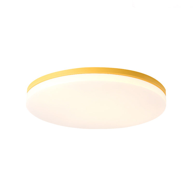 10"/15"/19" W Circular Flush Ceiling Lamp Macaron Metal Indoor Flush Lighting in Green/Pink/White/Yellow Clearhalo 'Ceiling Lights' 'Close To Ceiling Lights' 'Close to ceiling' 'Flush mount' Lighting' 253823