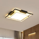 Contemporary Square/Rectangle Flushmount Acrylic Shade Led Flush Lighting in Black and White, 18"/23.5"/35.5" Wide Black Clearhalo 'Ceiling Lights' 'Close To Ceiling Lights' 'Close to ceiling' 'Flush mount' Lighting' 253831