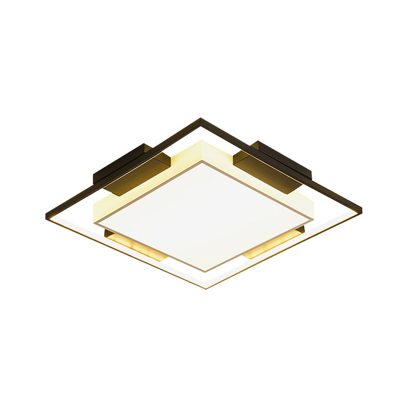 Contemporary Square/Rectangle Flushmount Acrylic Shade Led Flush Lighting in Black and White, 18"/23.5"/35.5" Wide Clearhalo 'Ceiling Lights' 'Close To Ceiling Lights' 'Close to ceiling' 'Flush mount' Lighting' 253832