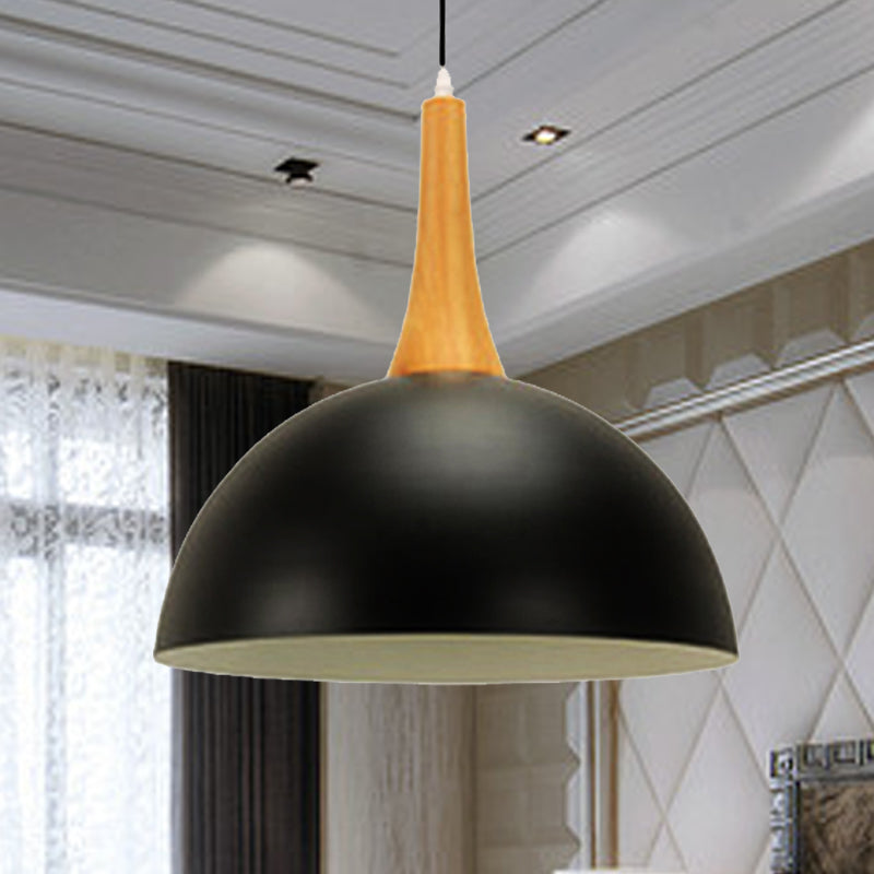 1 Light Dome Hanging Light Black/White Modern Stylish Metal Hanging Lamp for Meeting Room Market Clearhalo 'Ceiling Lights' 'Modern Pendants' 'Modern' 'Pendant Lights' 'Pendants' Lighting' 253891