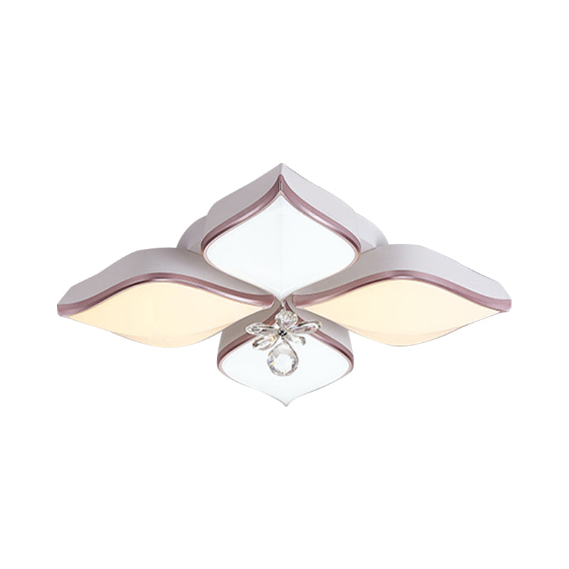 White Petal Shaped Flush Light Modern 24.5"/25.5" W LED Acrylic Flush Mount Lamp with Clear Crystal Accent in Warm/White Light Clearhalo 'Ceiling Lights' 'Close To Ceiling Lights' 'Close to ceiling' 'Flush mount' Lighting' 253917