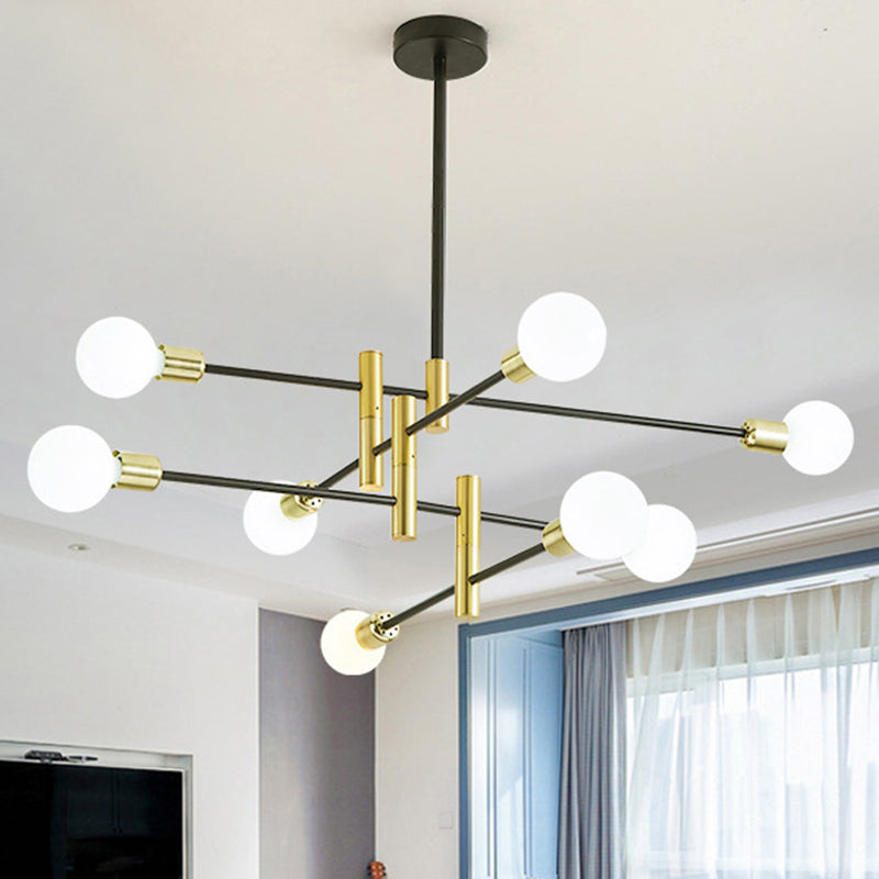 Stacked Adult Bedroom Chandelier Metallic Simple Style Pendant Light in Gold & Black 8 Gold Clearhalo 'Ceiling Lights' 'Chandeliers' 'Modern Chandeliers' 'Modern' Lighting' 253954