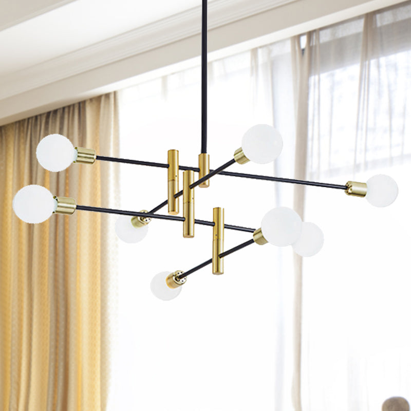 Stacked Adult Bedroom Chandelier Metallic Simple Style Pendant Light in Gold & Black Clearhalo 'Ceiling Lights' 'Chandeliers' 'Modern Chandeliers' 'Modern' Lighting' 253955