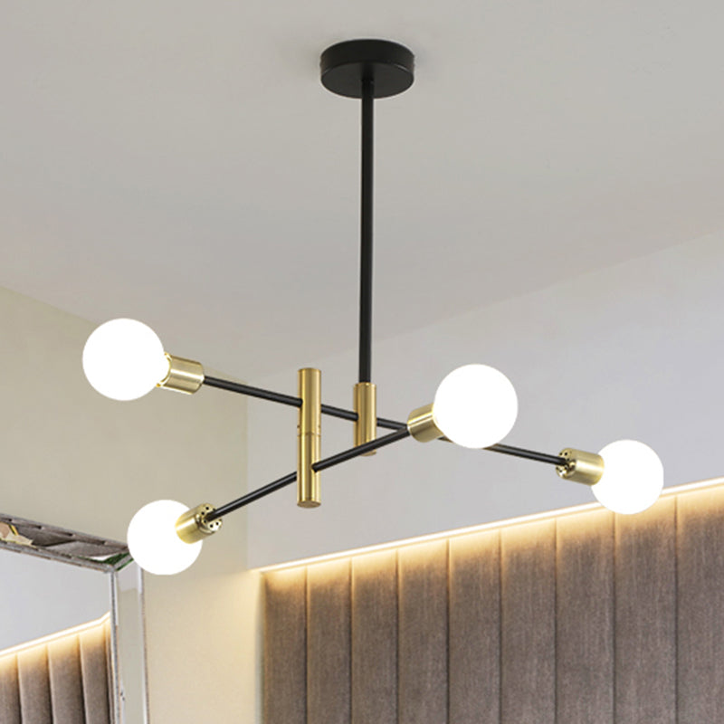 Stacked Adult Bedroom Chandelier Metallic Simple Style Pendant Light in Gold & Black 4 Gold Clearhalo 'Ceiling Lights' 'Chandeliers' 'Modern Chandeliers' 'Modern' Lighting' 253956