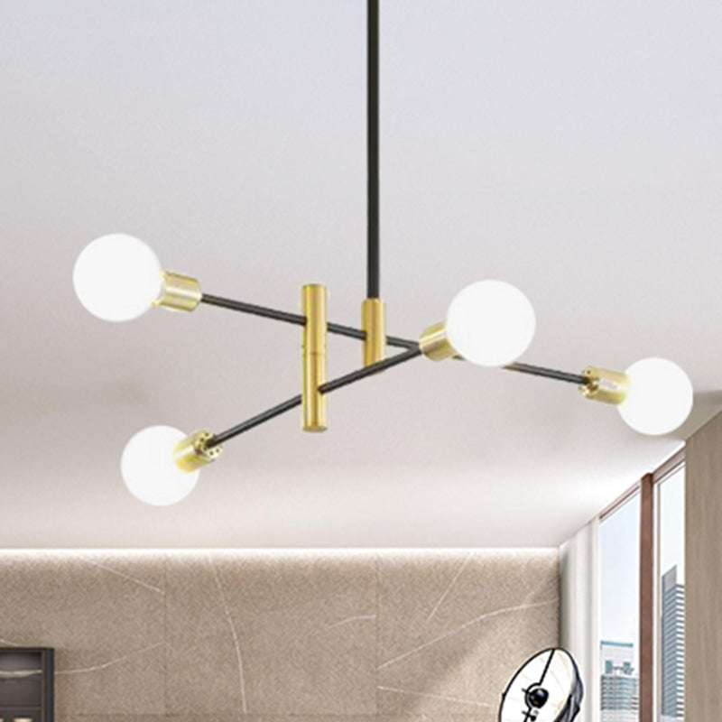 Stacked Adult Bedroom Chandelier Metallic Simple Style Pendant Light in Gold & Black Clearhalo 'Ceiling Lights' 'Chandeliers' 'Modern Chandeliers' 'Modern' Lighting' 253957