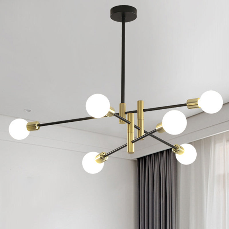 Stacked Adult Bedroom Chandelier Metallic Simple Style Pendant Light in Gold & Black 6 Gold Clearhalo 'Ceiling Lights' 'Chandeliers' 'Modern Chandeliers' 'Modern' Lighting' 253958